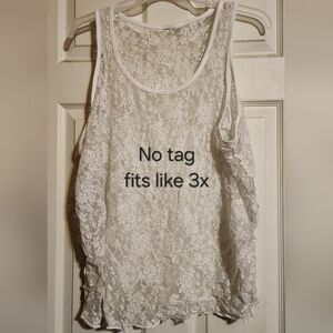 Women's White Lace Tank Top - Sheer Floral Overlay